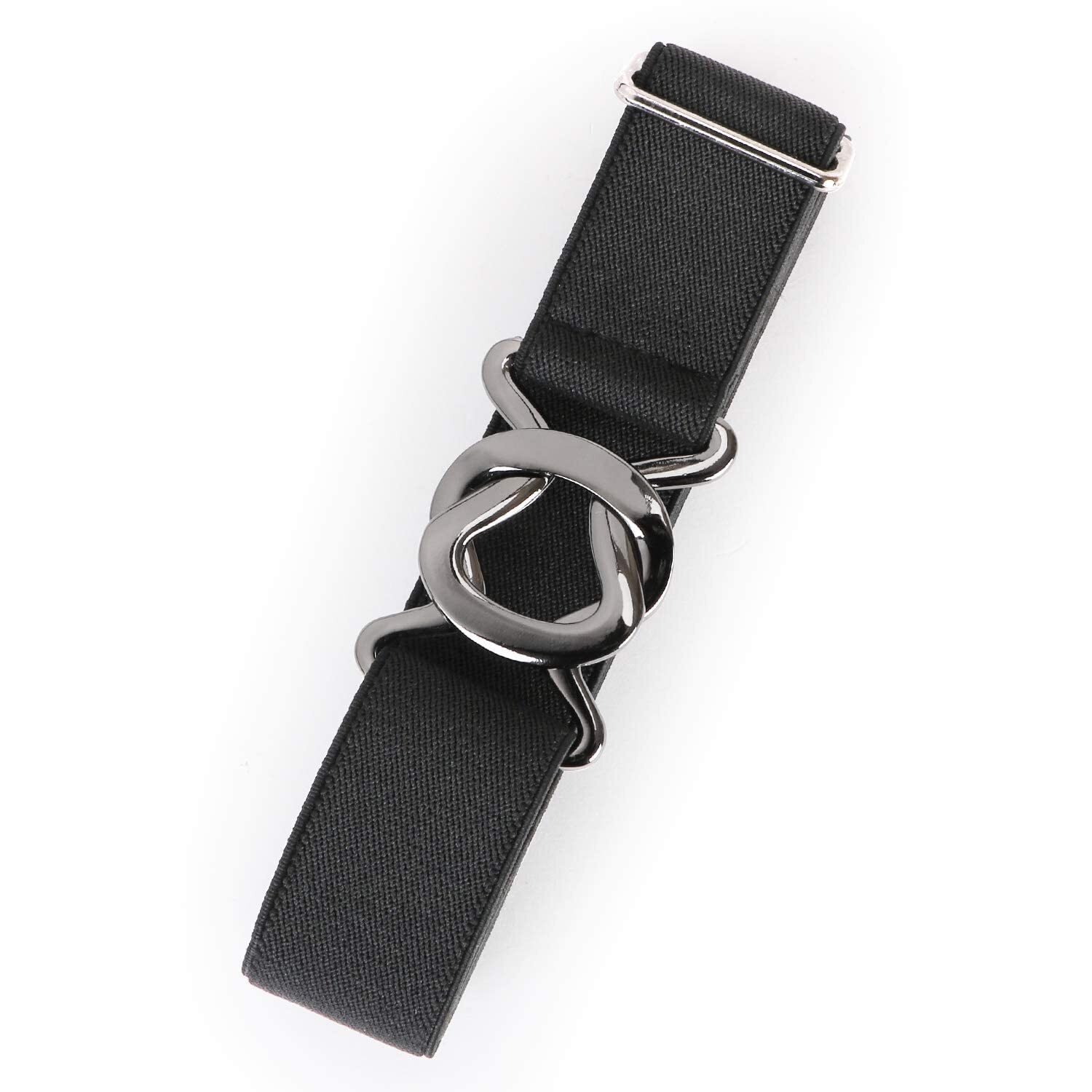 5234 Women No Show Stretch Belt Adjustable Elastic Web With Flat Buckle